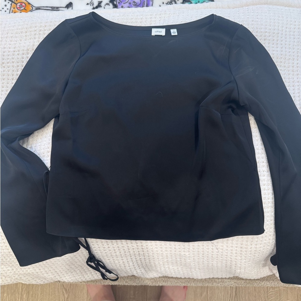 Aritzia Black Long Sleeve Boatneck Top